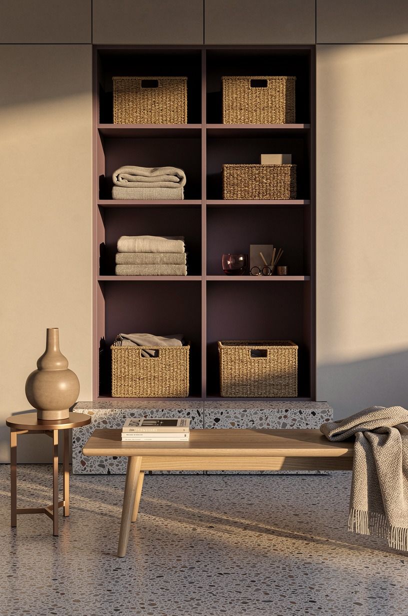 Choose baskets over matching plastic bins