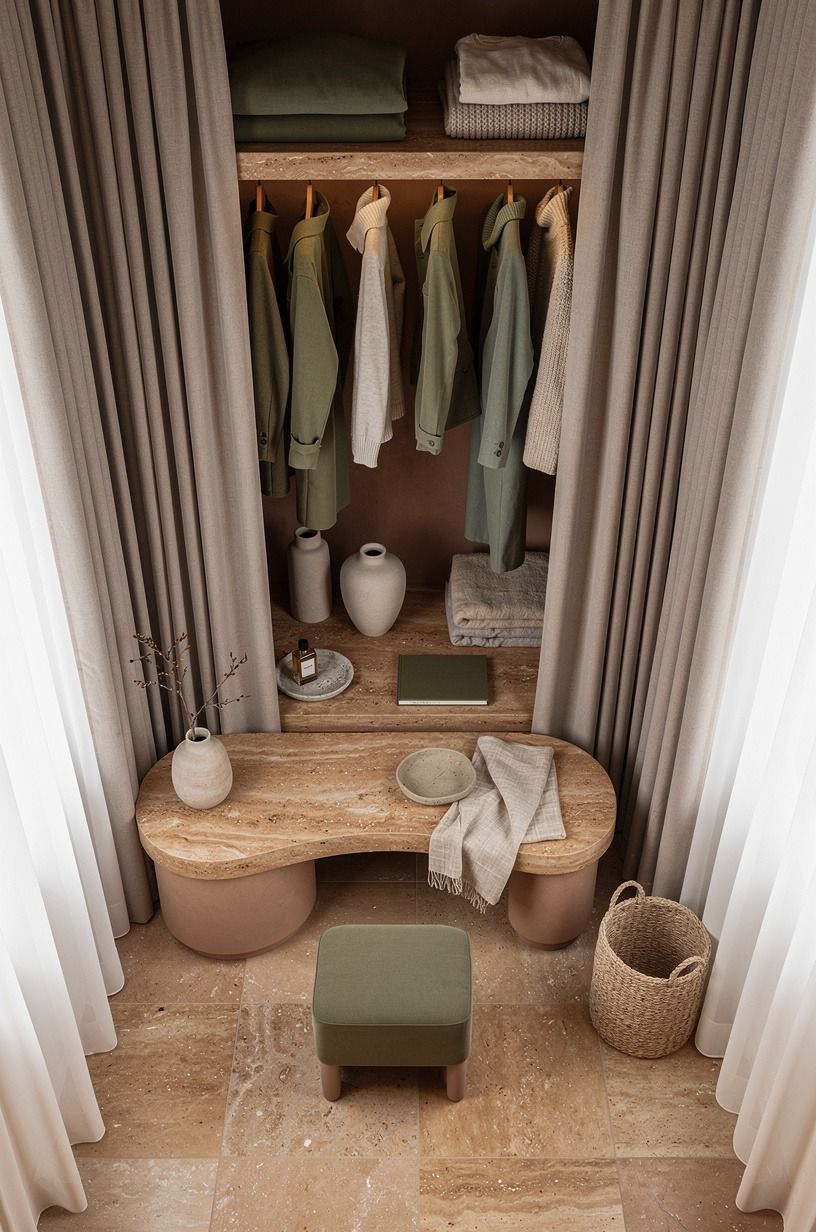 Frame your dressing room decor ideas with curtains