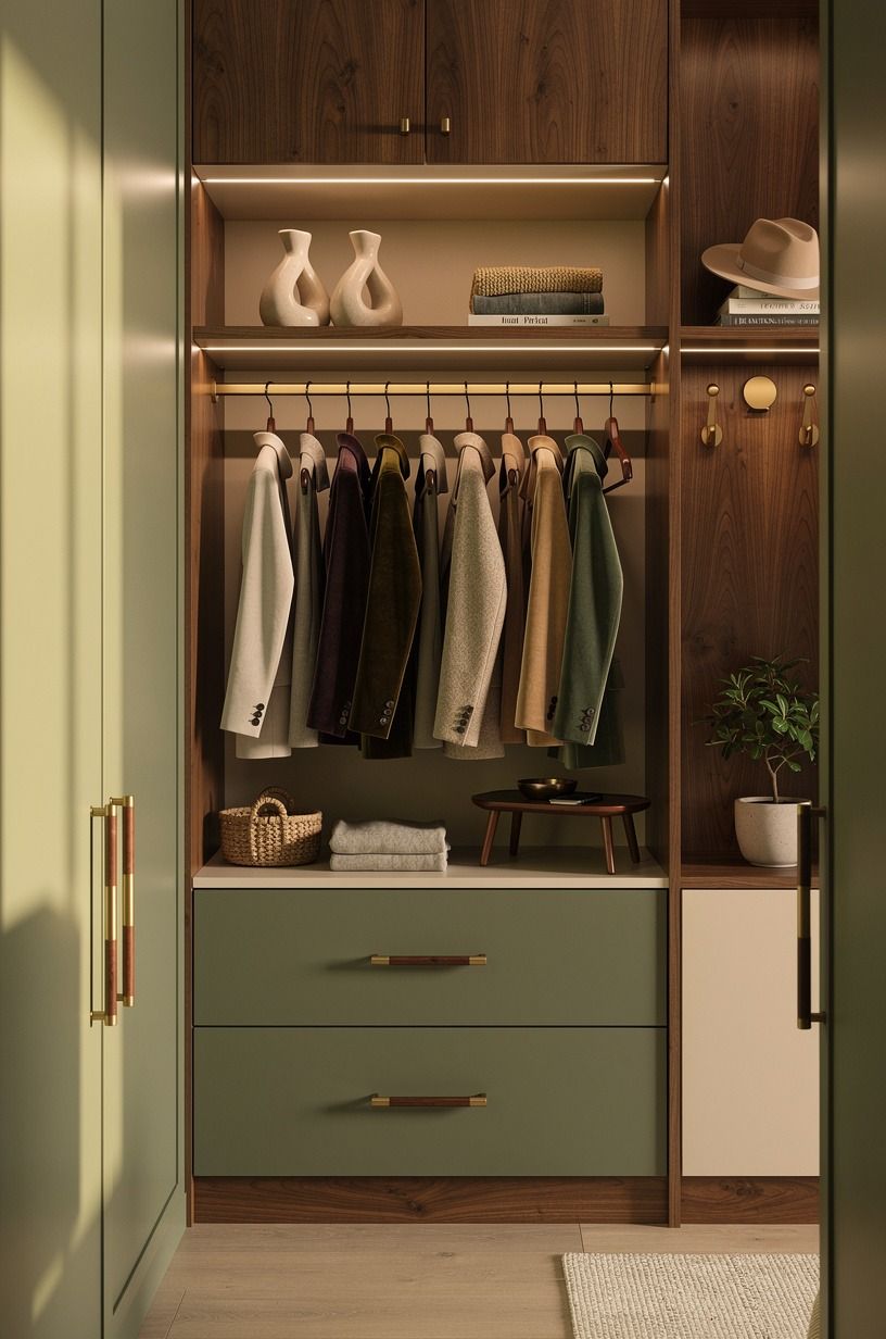 Mix velvet hangers with one visible clothing rail