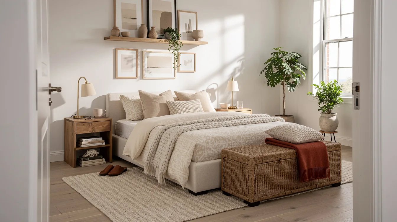 Anchor an All-Cream Room With Natural Texture