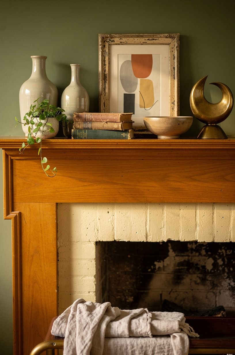 Build a fireplace shelf that looks collected, not staged