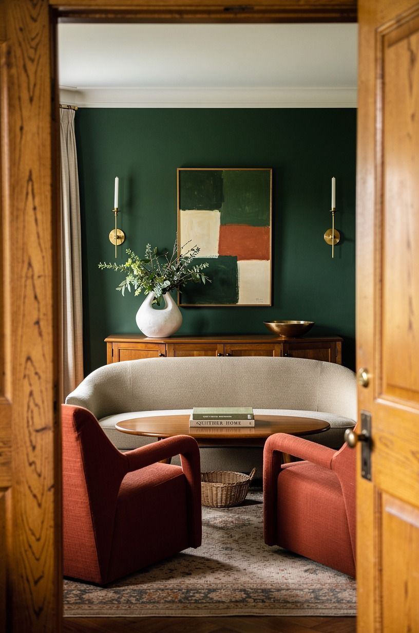 Use The Two-Wood Rule for antique sitting room ideas