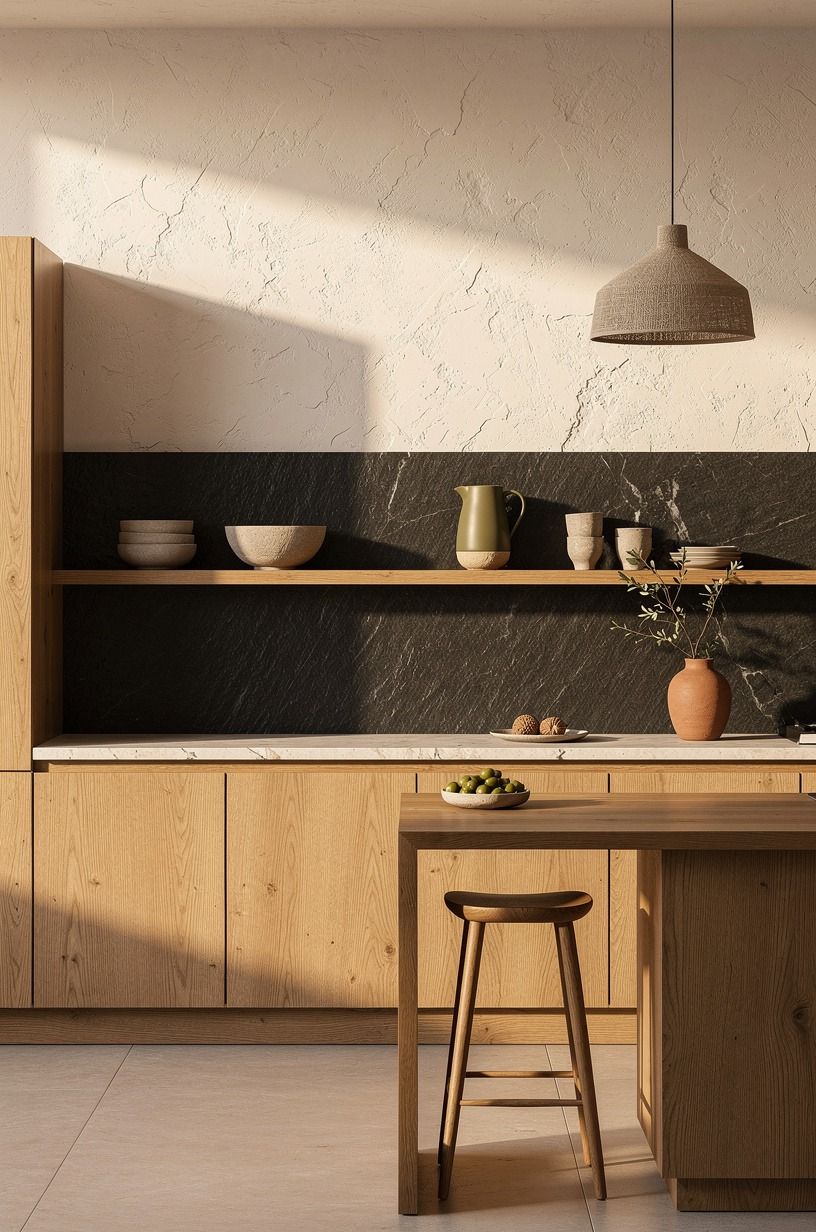 Can a dark backsplash make oak cabinets warmer?