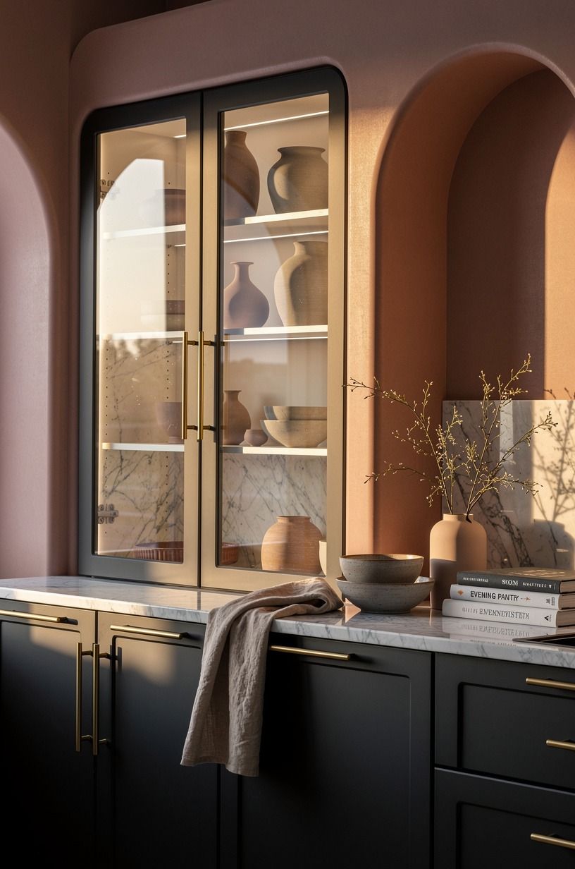Frame cabinet glass with the Evening Pantry Effect