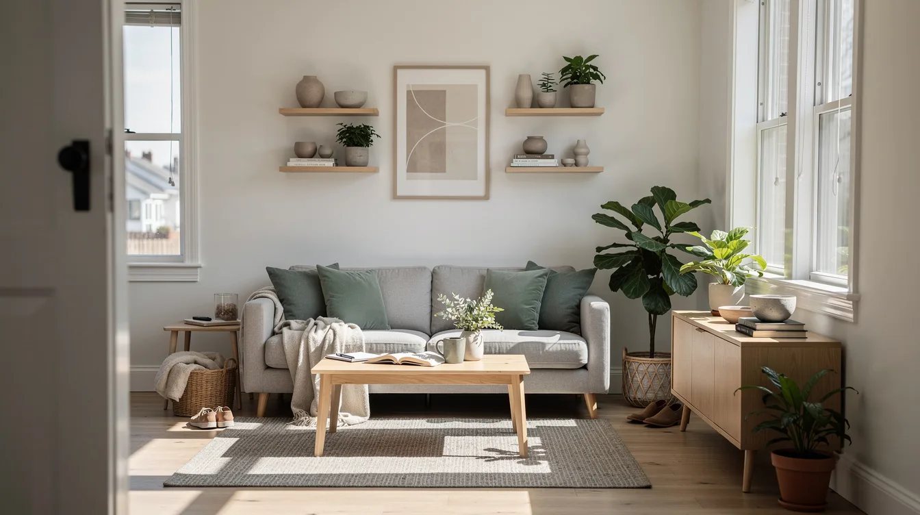 Soften a Rental Living Room With Pale Greige