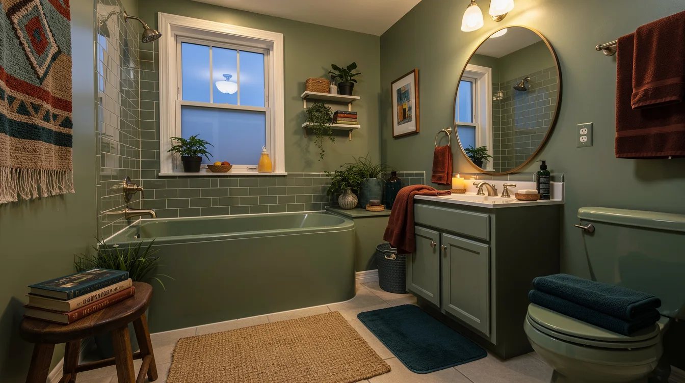 Calm a Compact Bath With Mineral Green