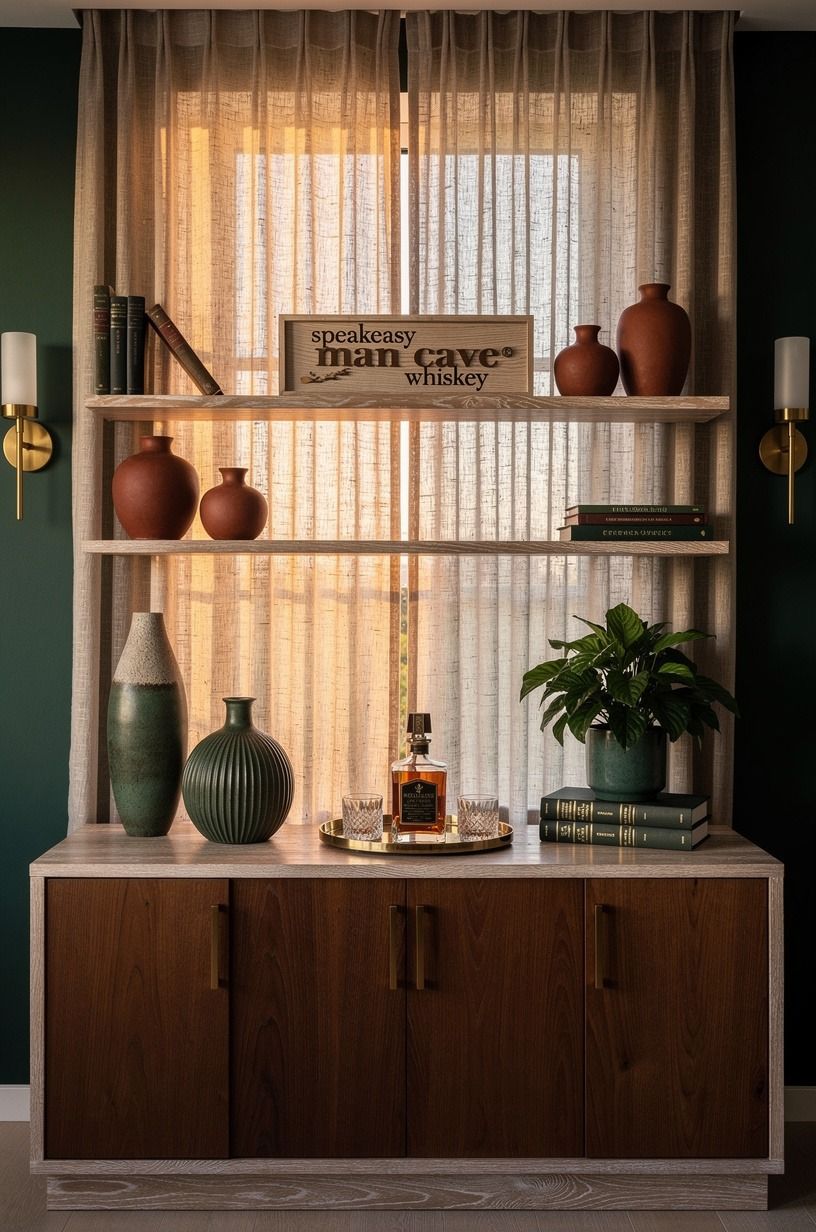Layer linen drapes over the ugly window