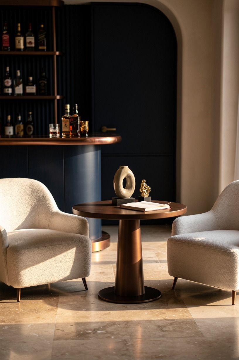 Put a round table between the chairs
