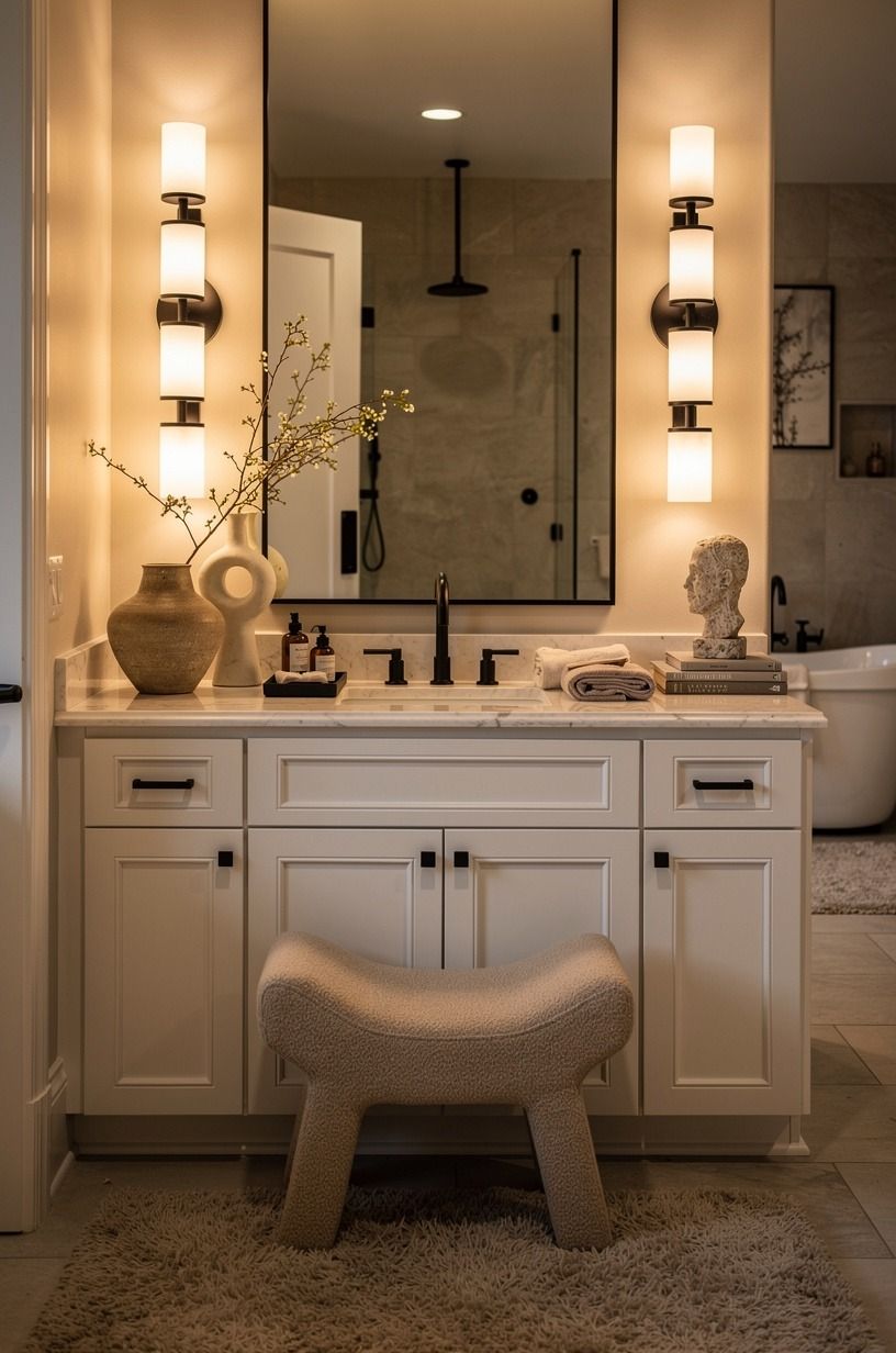 Frame the vanity with the Three-Height Light Stack