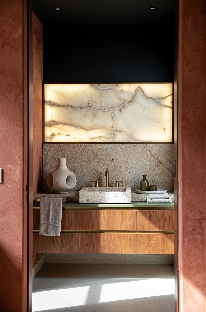 Can an olive ceiling make your powder room feel larger?