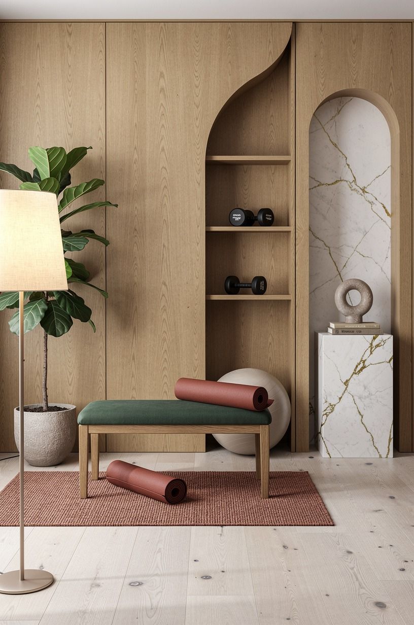 Frame the room with warm wood