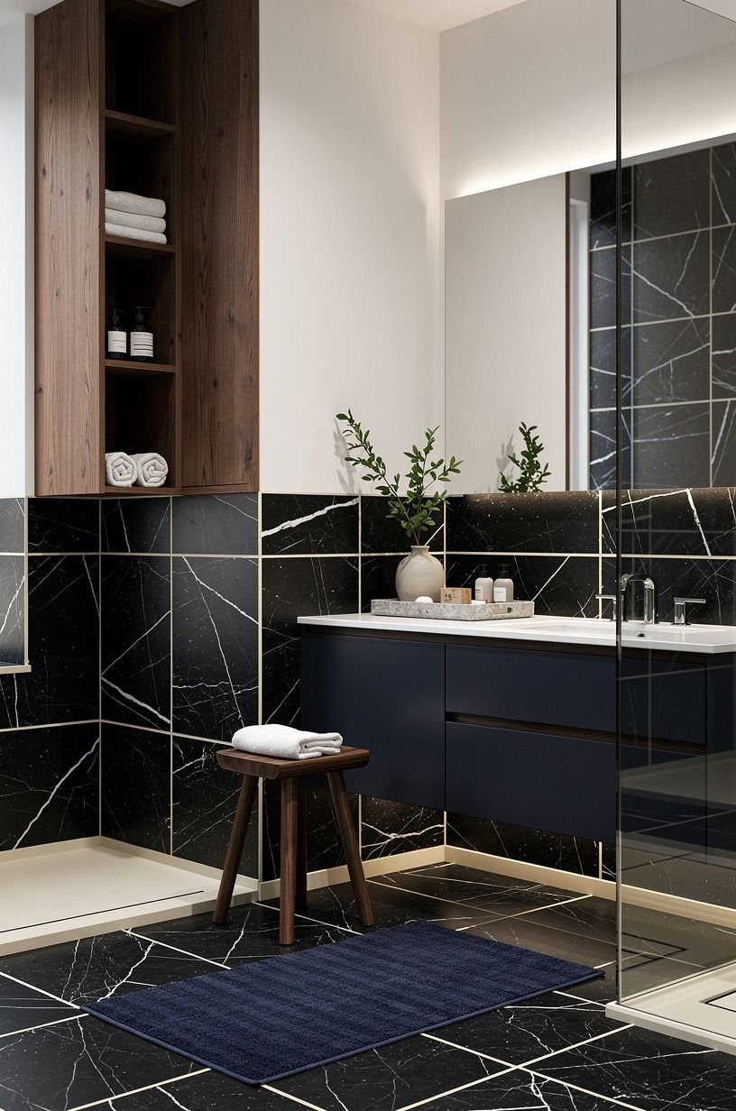 Skip cold gray grout for a cream-toned joint