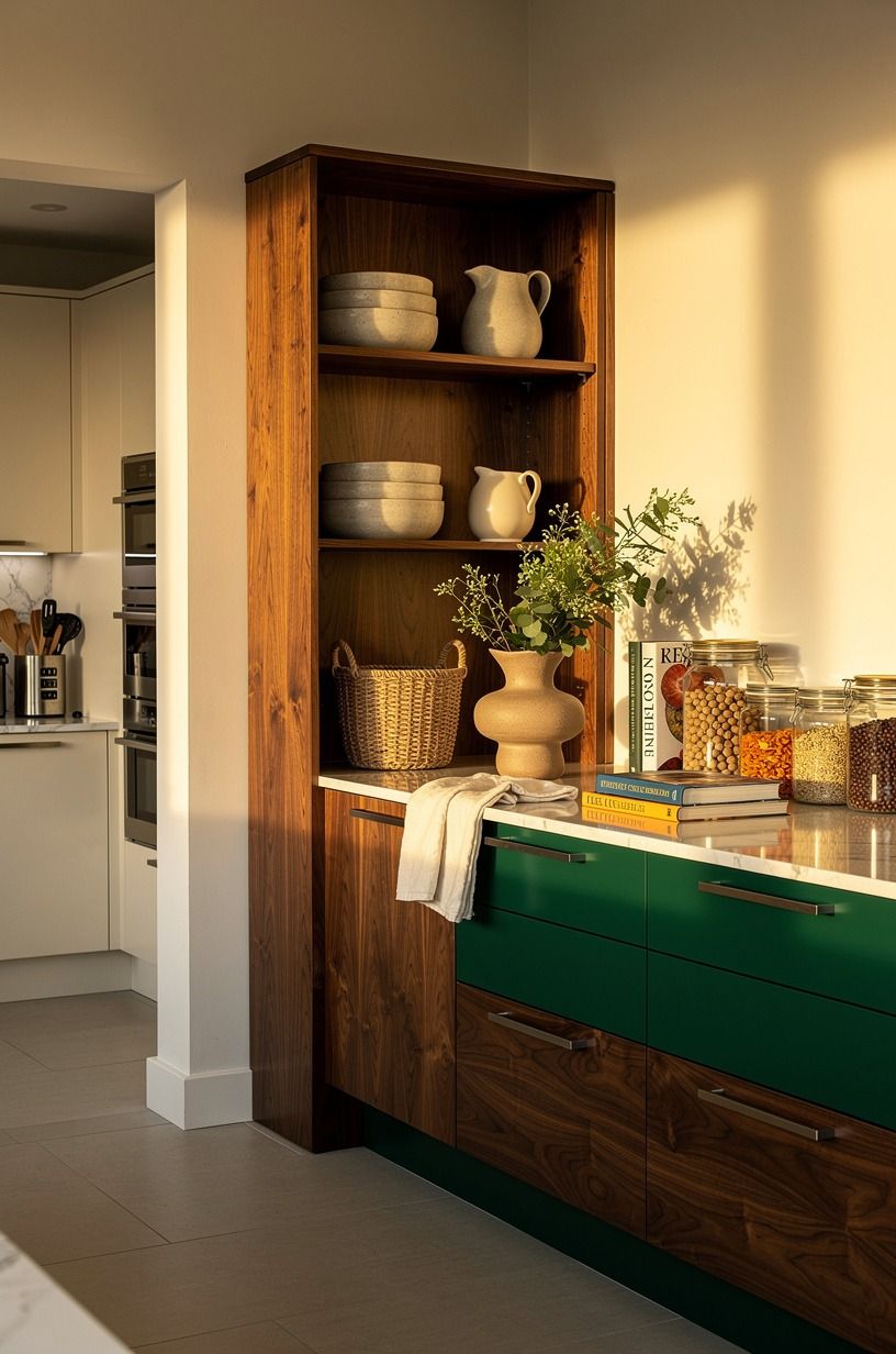 Add a cottage pantry moment with freestanding storage