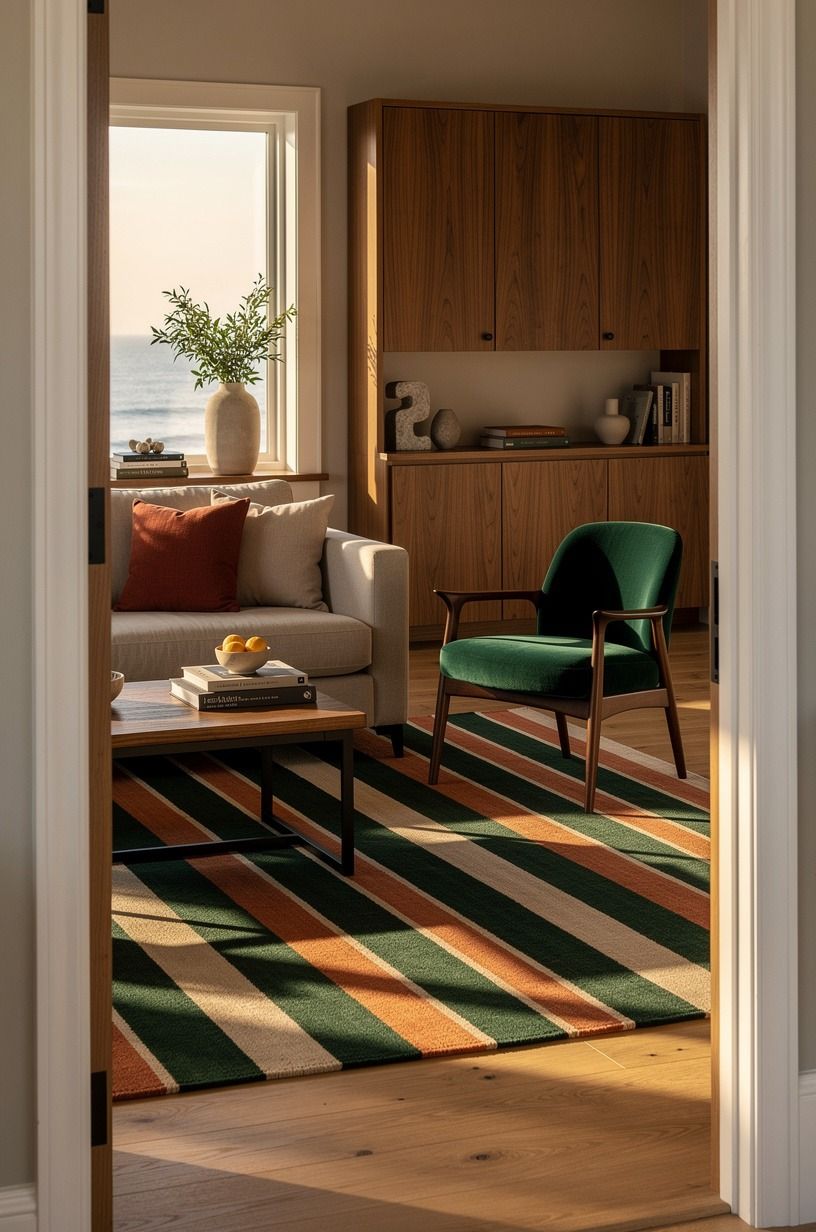 Can a striped rug feel fresh in a dream house decor scheme?