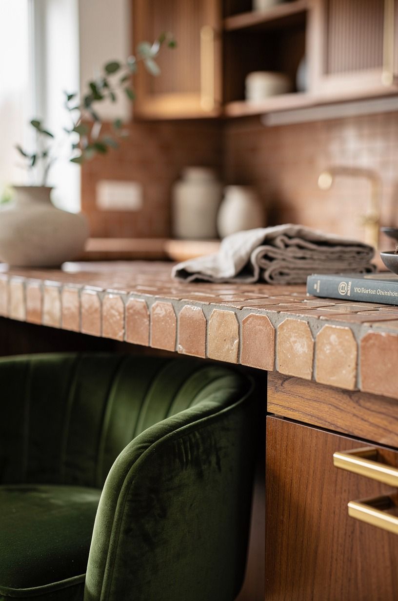 Bring in a hand-glazed zellige backsplash edge