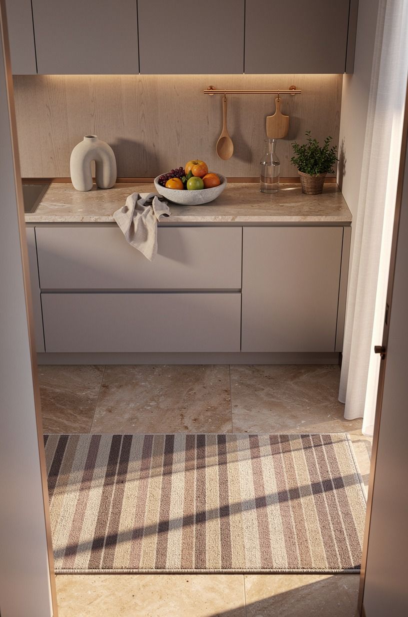 Frame your nook with a washable striped rug