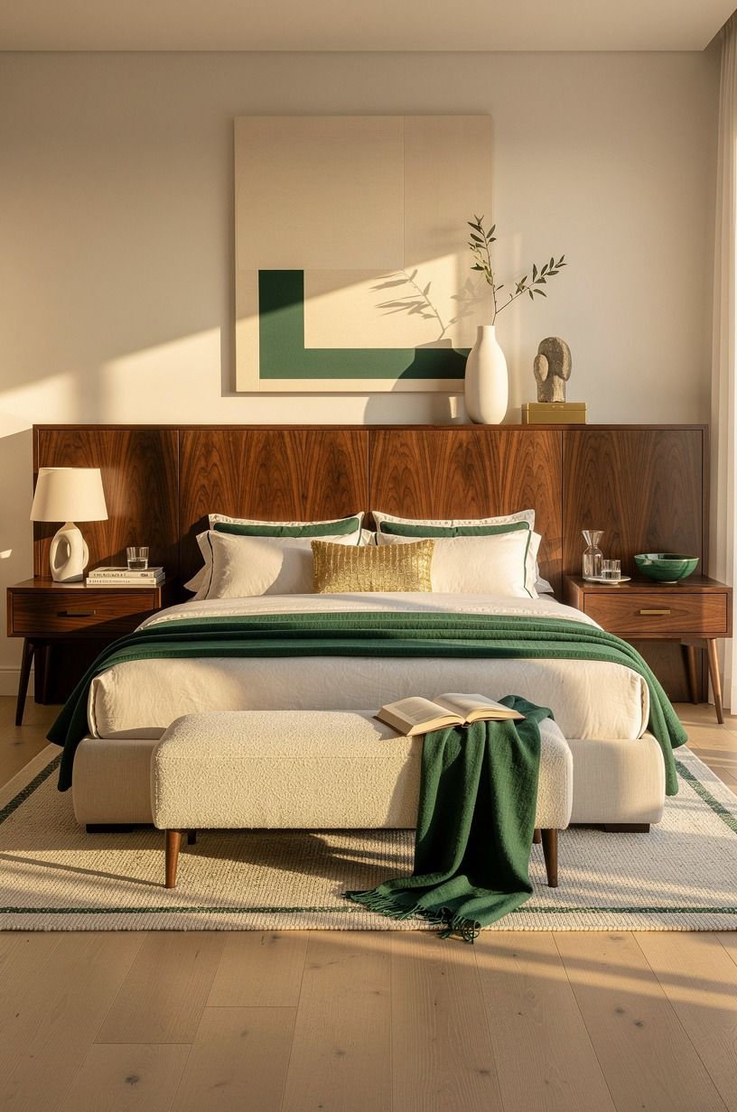 The Two-Wood Rule Makes a Bedroom Feel Gathered
