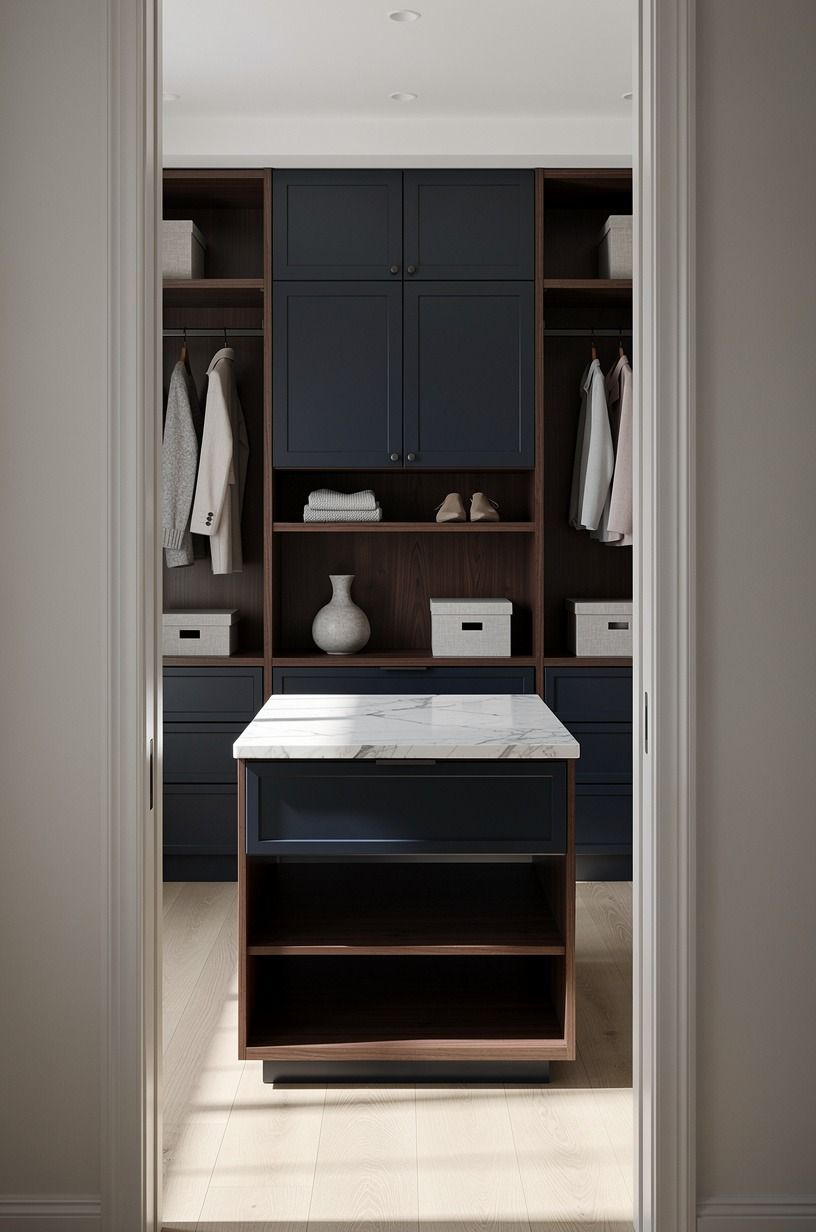 Float a 24-inch closet island instead of adding another dresser