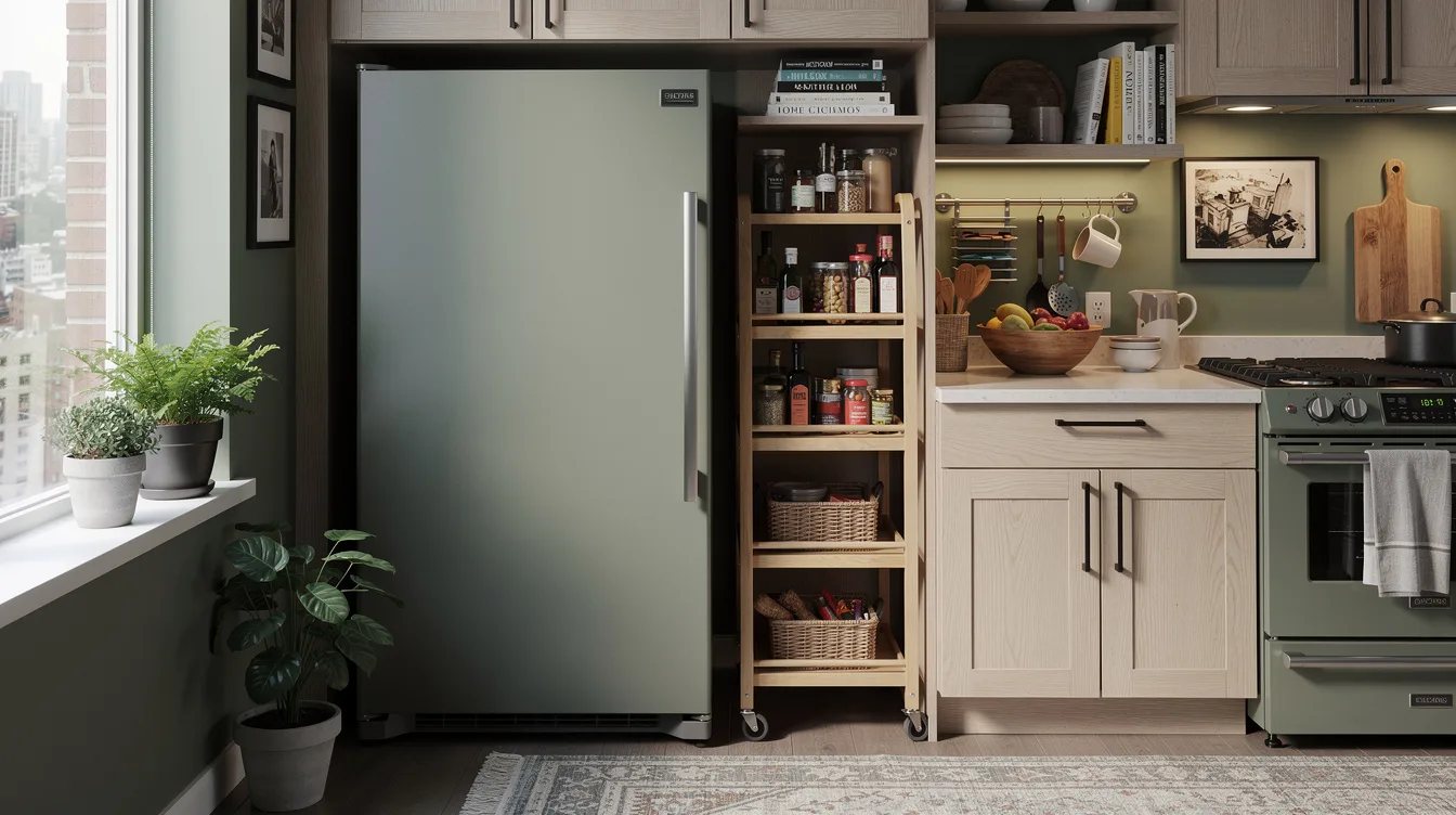 Park a 6-Inch Cart in the Gap Beside the Refrigerator