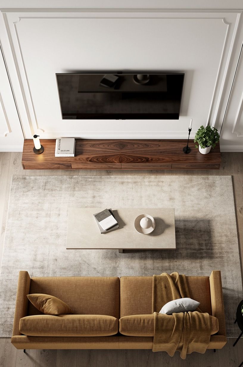 Anchor a plasterboard tv unit with one real wood shelf