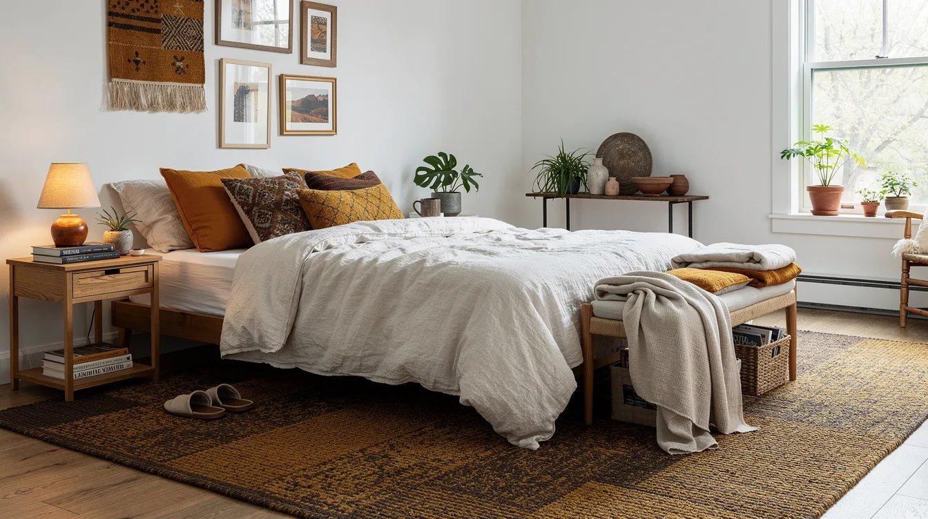 Ground the Bed With a Textured Rug