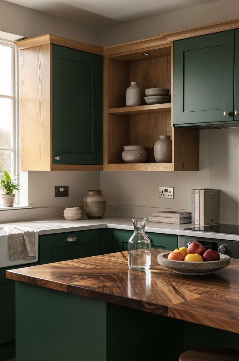 Let Farrow & Ball Studio Green No.93 anchor the oak