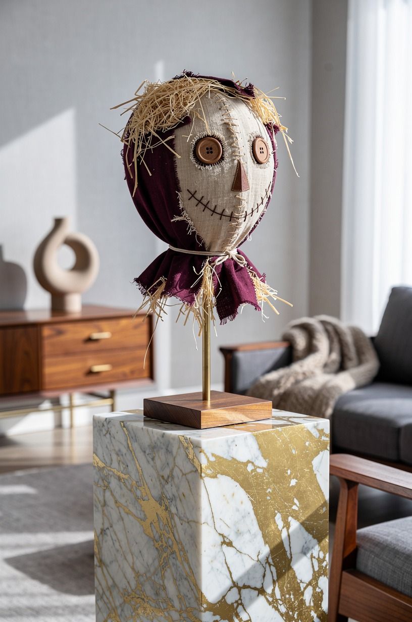 Build a Head That Isn’t Too Cute (homemade scarecrow ideas)