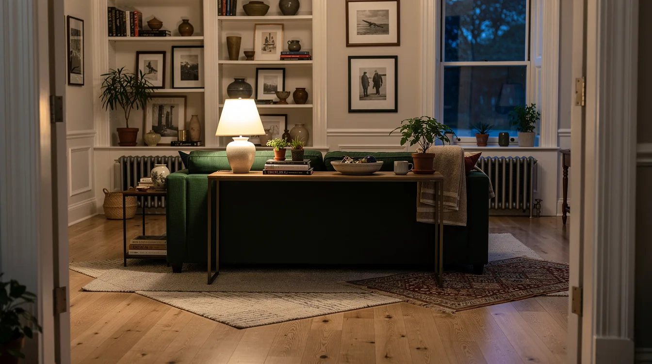 Add a Slim Console Behind a Floated Sofa