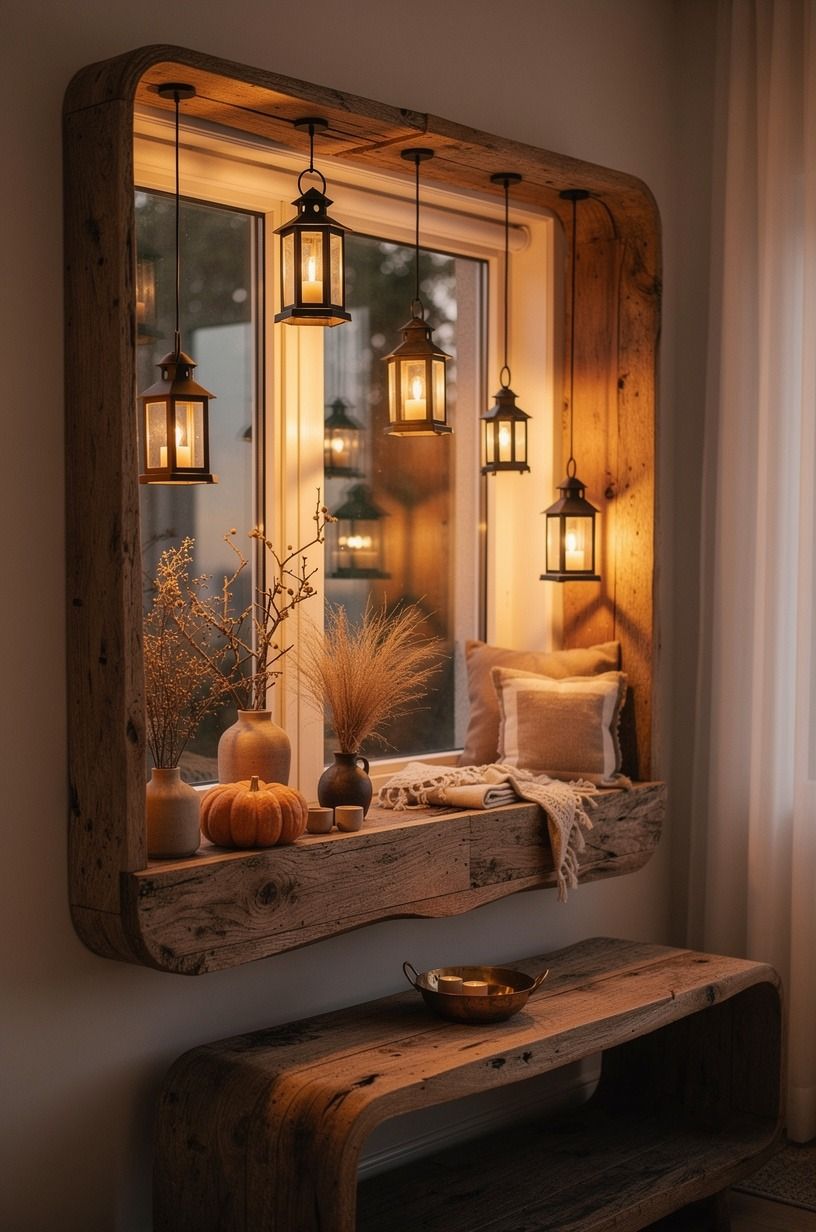 Hang tiny lanterns instead of stuffing in more pumpkins