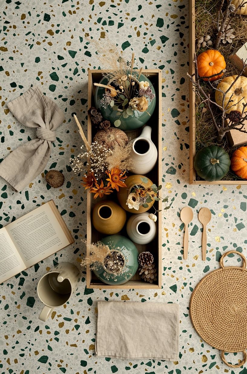 Try hand-glazed pots inside the flower box autumn ideas