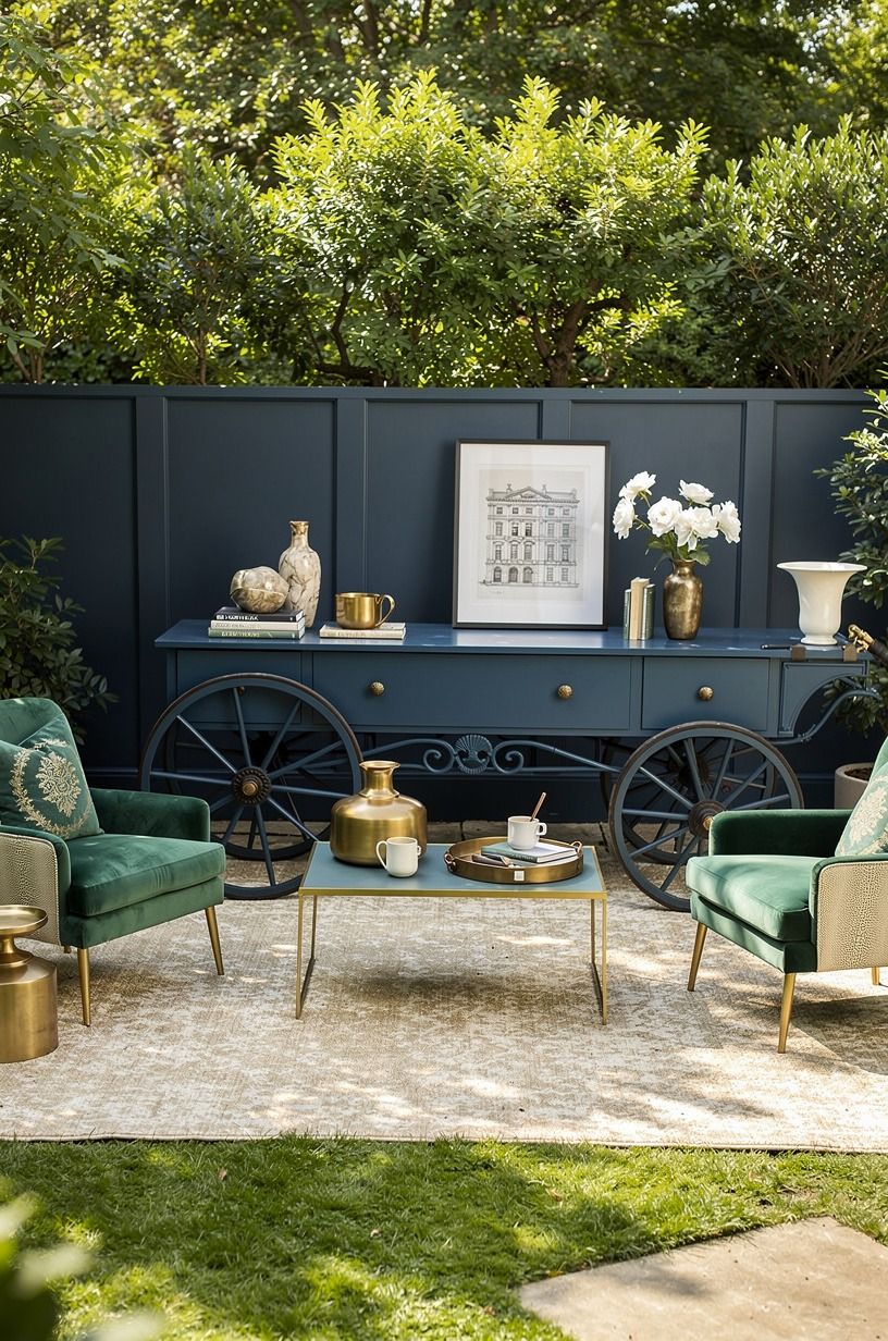 Paint a moody cart in Farrow & Ball Hague Blue