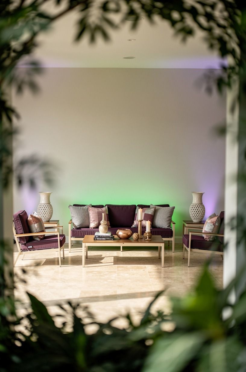 Add a green glow behind porch furniture