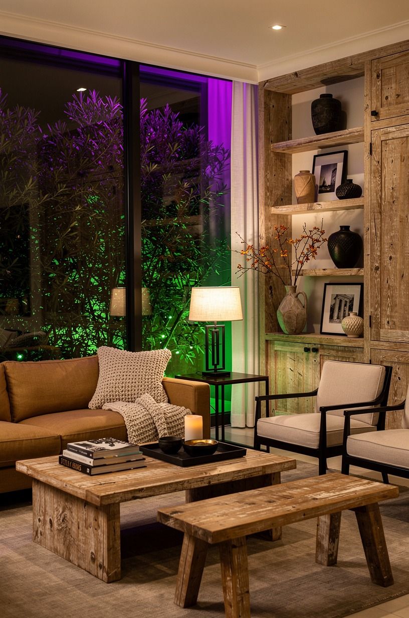 Use green halloween lights beneath wide shrubs