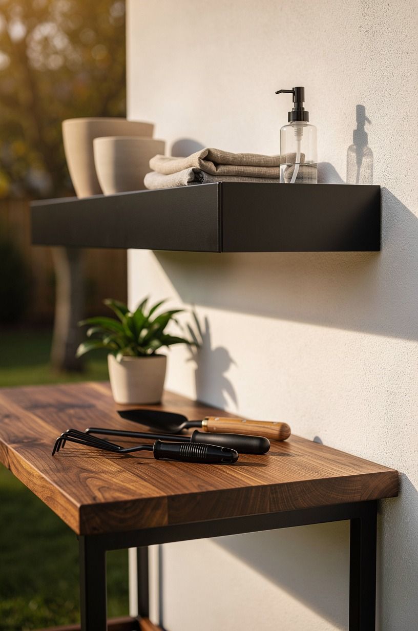 Float One Black Shelf Above the Potting Bench