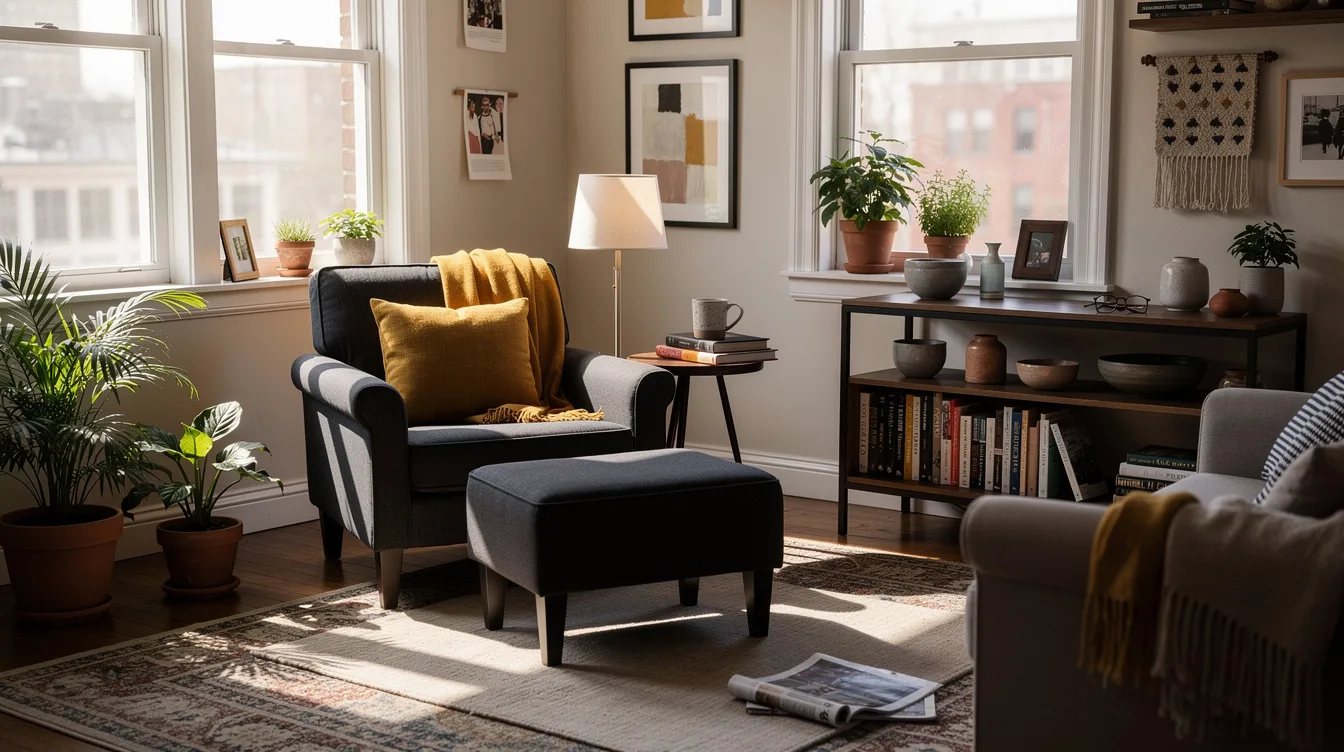 Pair a Compact Chair With a Movable Ottoman