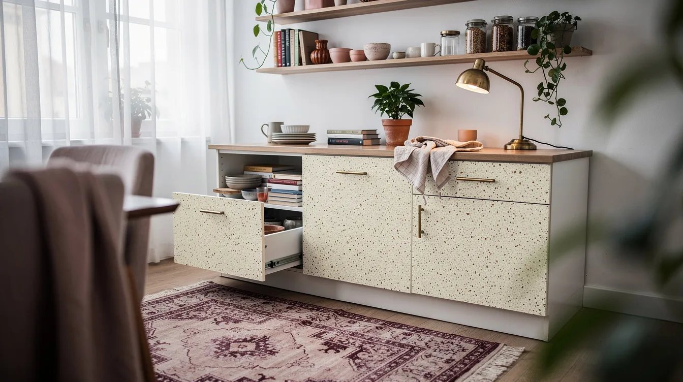 Cover Cabinet Faces With Cream Terrazzo