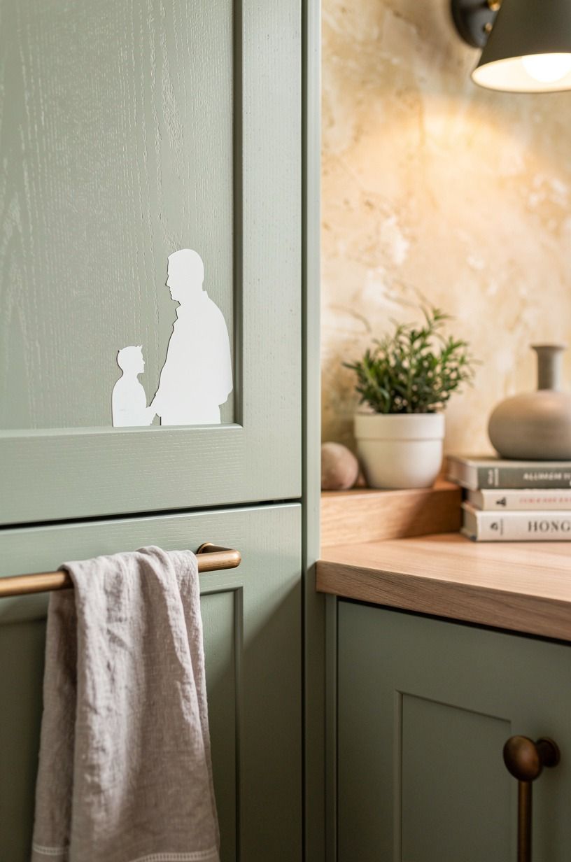 Swap cabinet door decorations for removable silhouettes