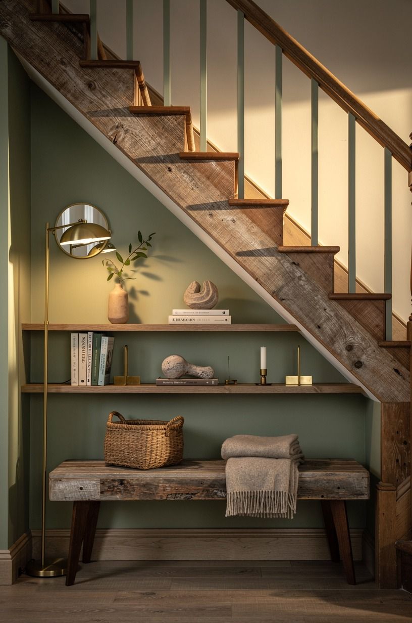 Paint the Shadow Box for Moodier Under Stairs Decor