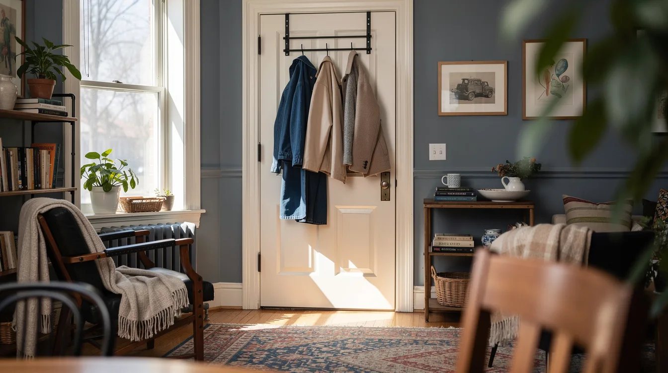 Load Coats Onto An Over-Door Rack