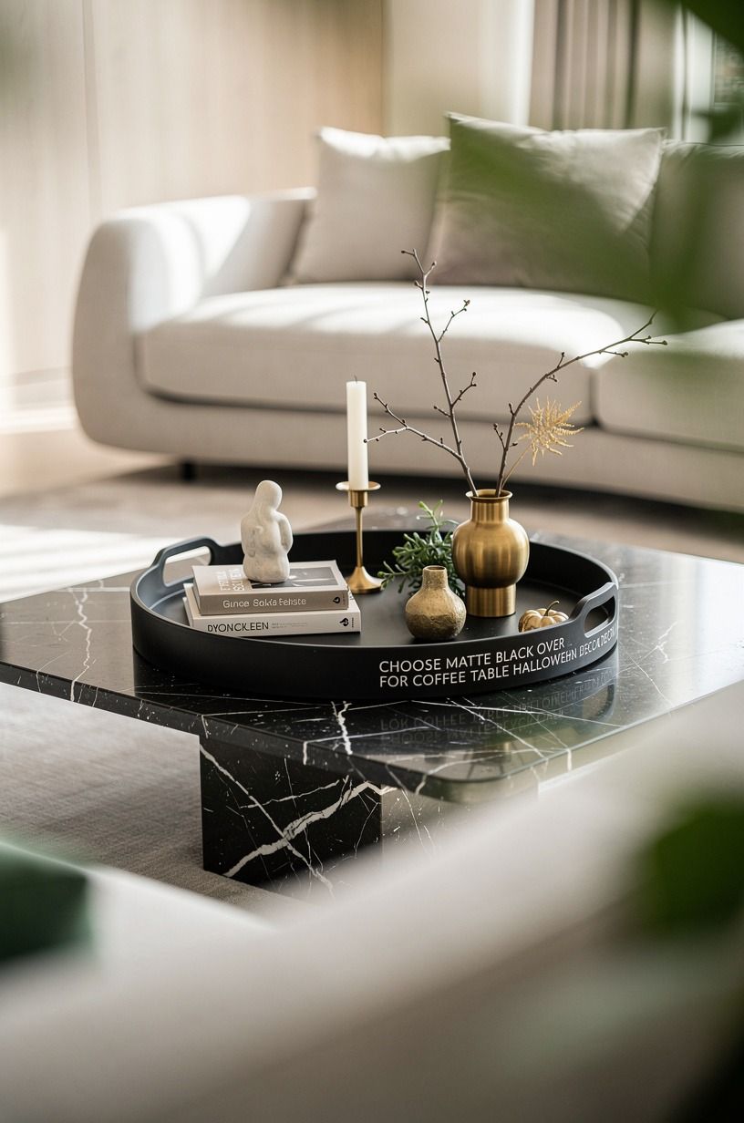 Choose Matte Black Over Plastic Orange for Coffee Table Halloween Decor
