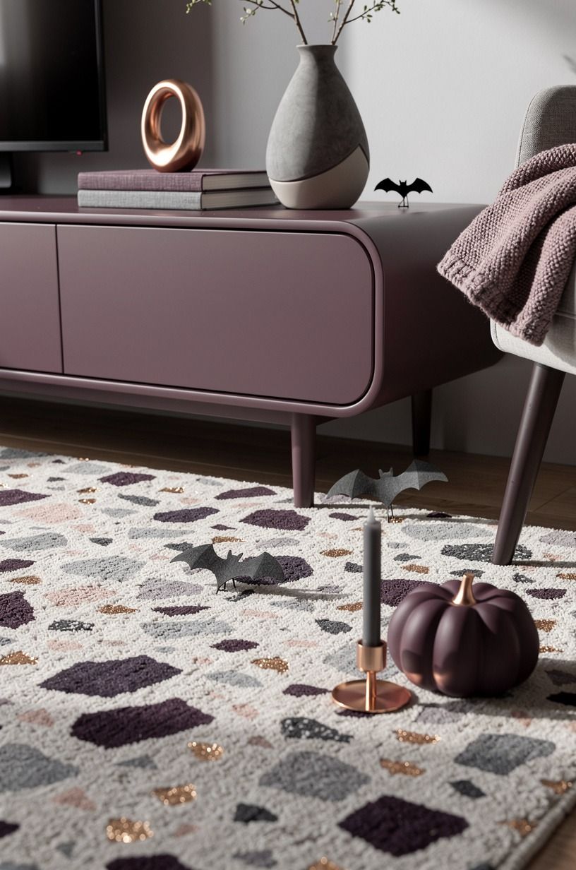 Anchor the console with a rug that furniture overlaps
