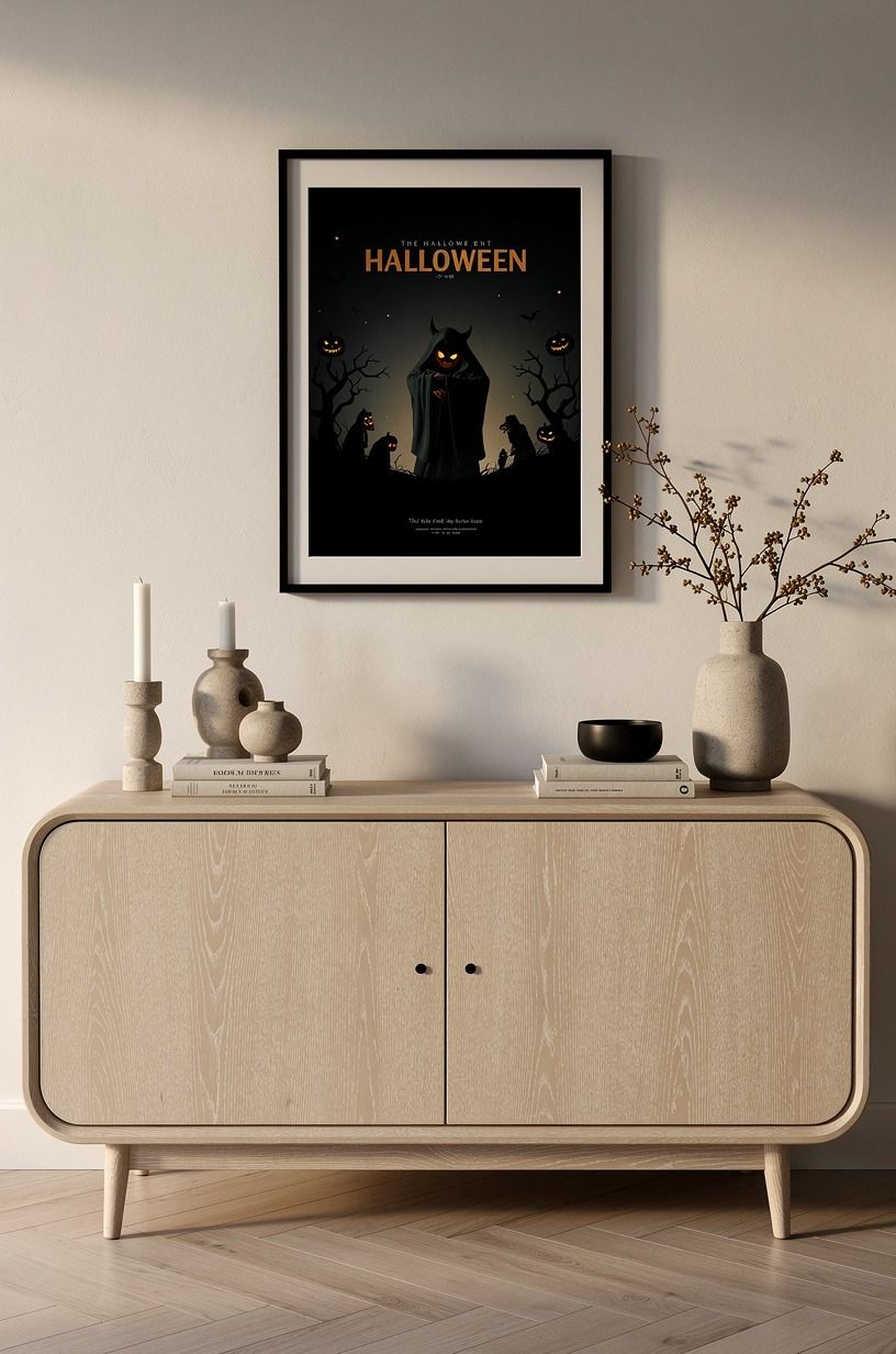 Hang one eerie print at 57-60 inches