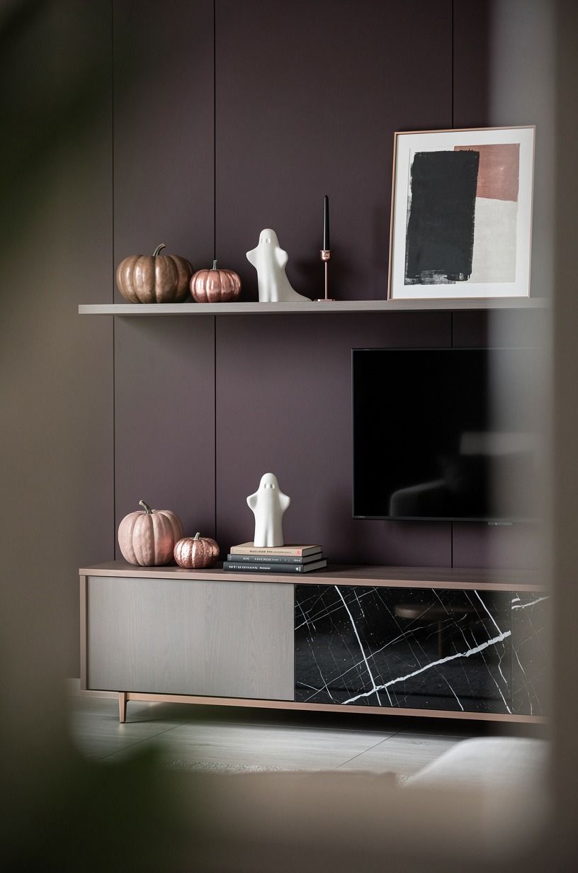 Why does living room shelf decor need negative space?