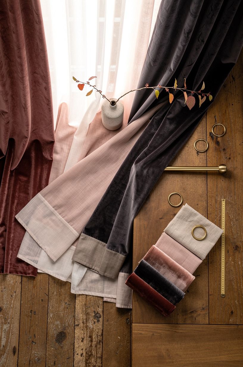 Layer velvet curtains for autumn with a sheer base