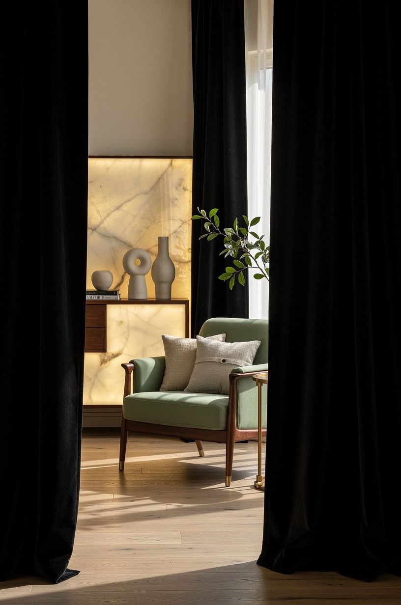 Style black drapes for a moody room