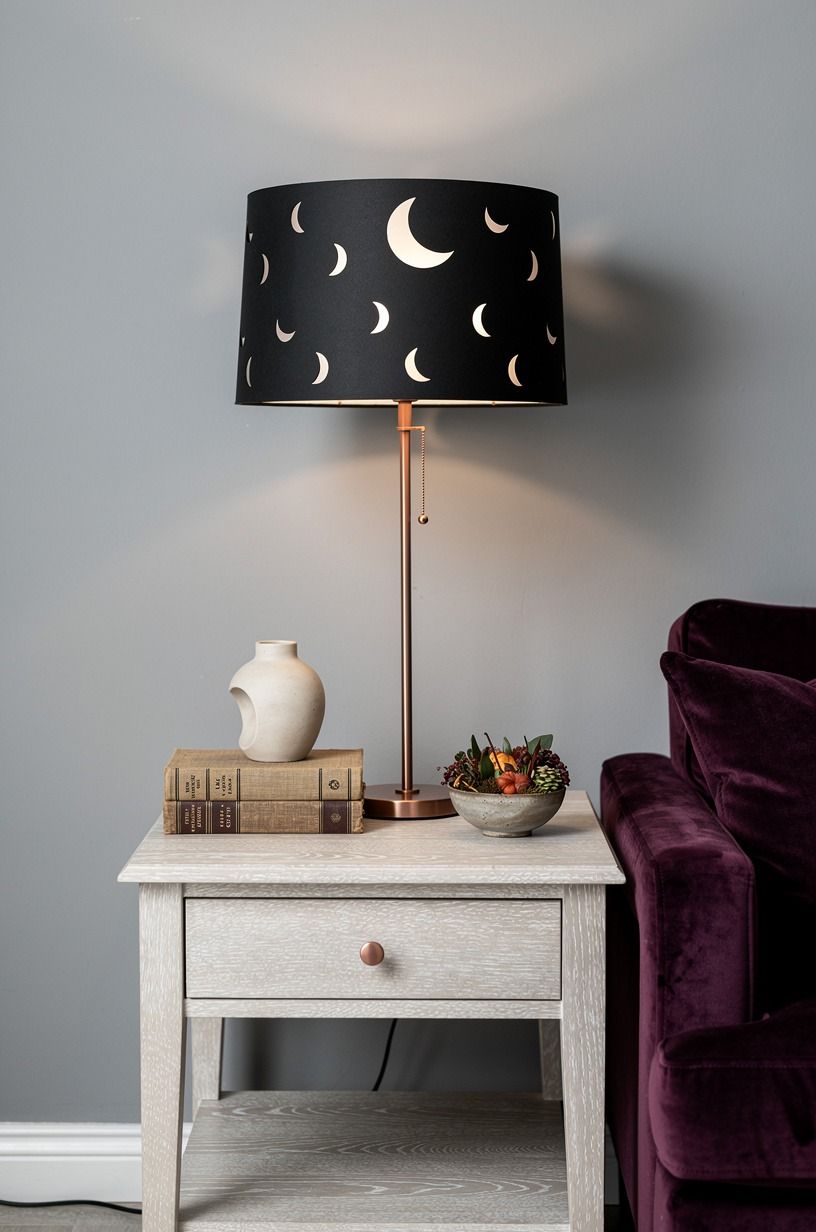 Cut Halloween Lampshade DIY Moons Into Black Cardstock