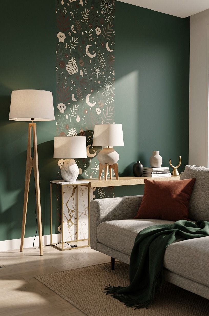 Build the Three-Height Light Stack for a removable wallpaper Halloween wall