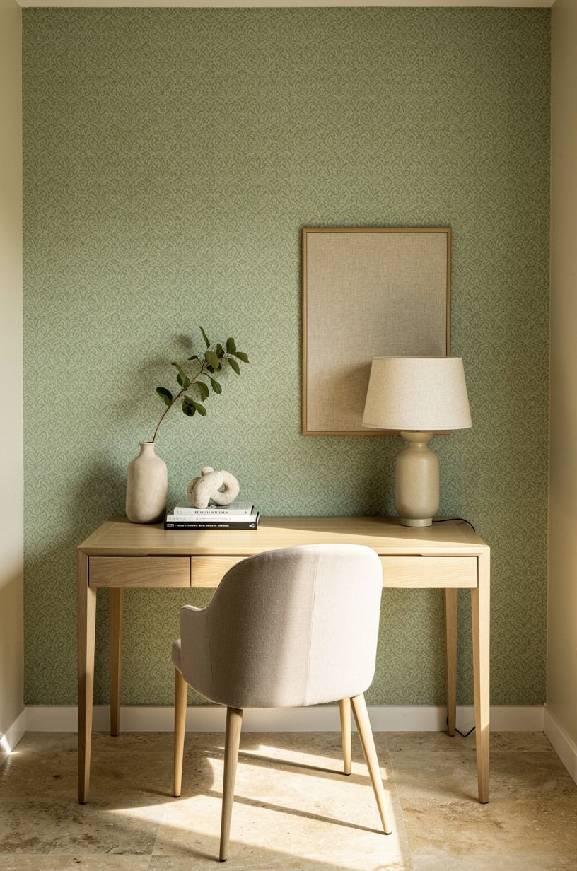 Turn a rental desk into a peel-and-stick accent wall