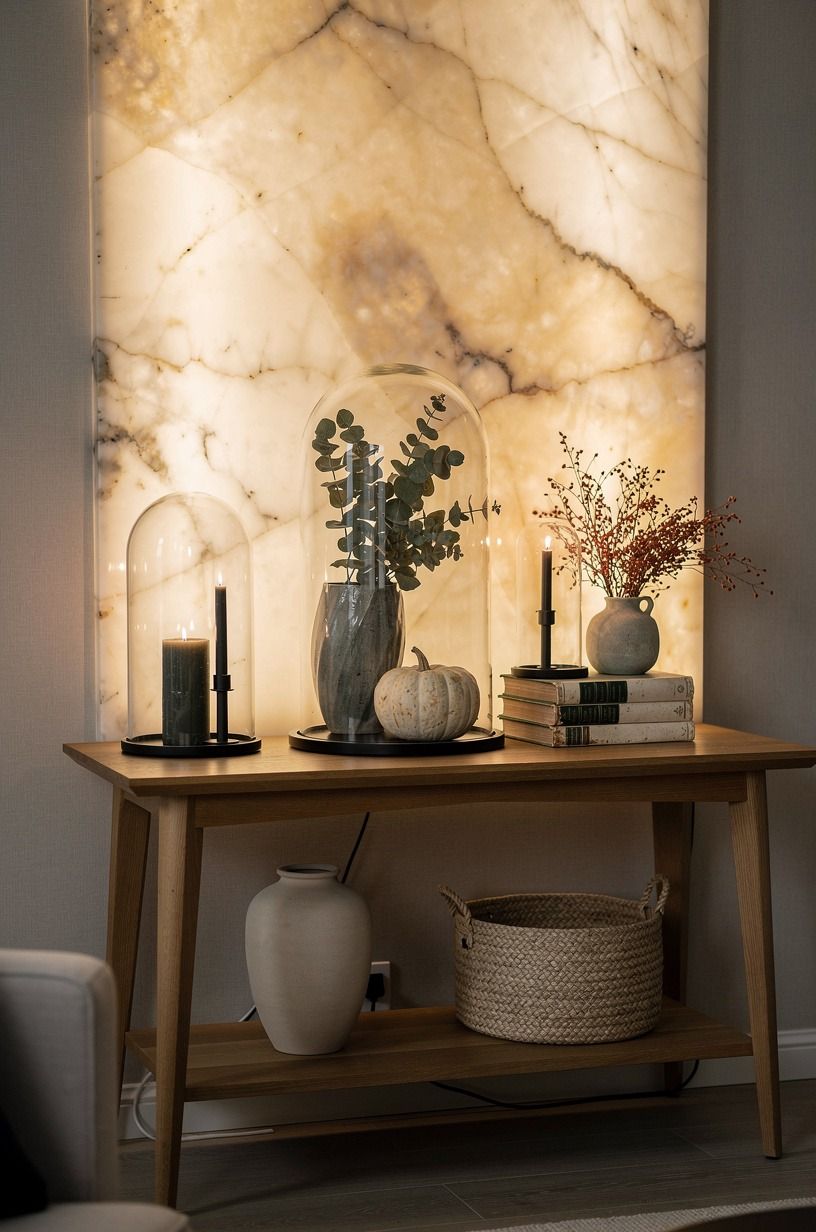 Start with a warm glass dome for cloche decor Halloween