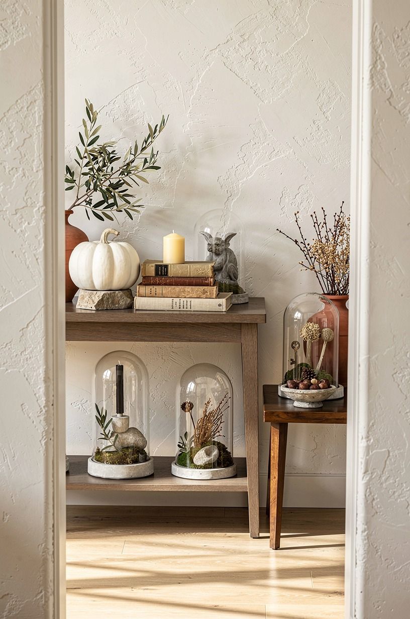 Use The Two-Wood Rule for bell jar display ideas